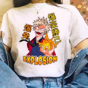 t shirt femme my hero academia katsuki explosion