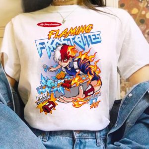t shirt femme my hero academia shoto flaming frostbites cereale