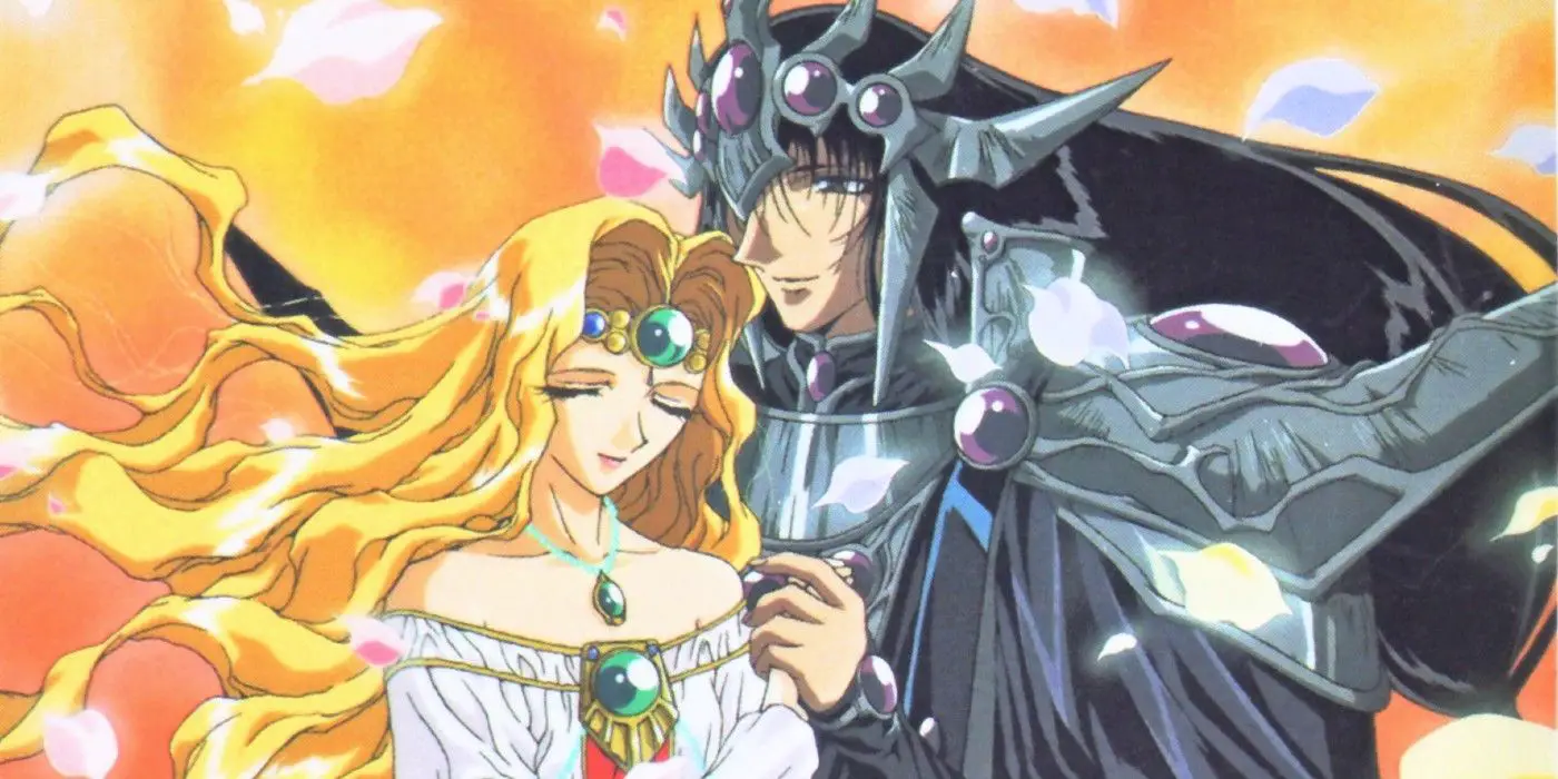 La princesse Emeraude et Zagato s'embrassant dans Magic Knight Rayearth.